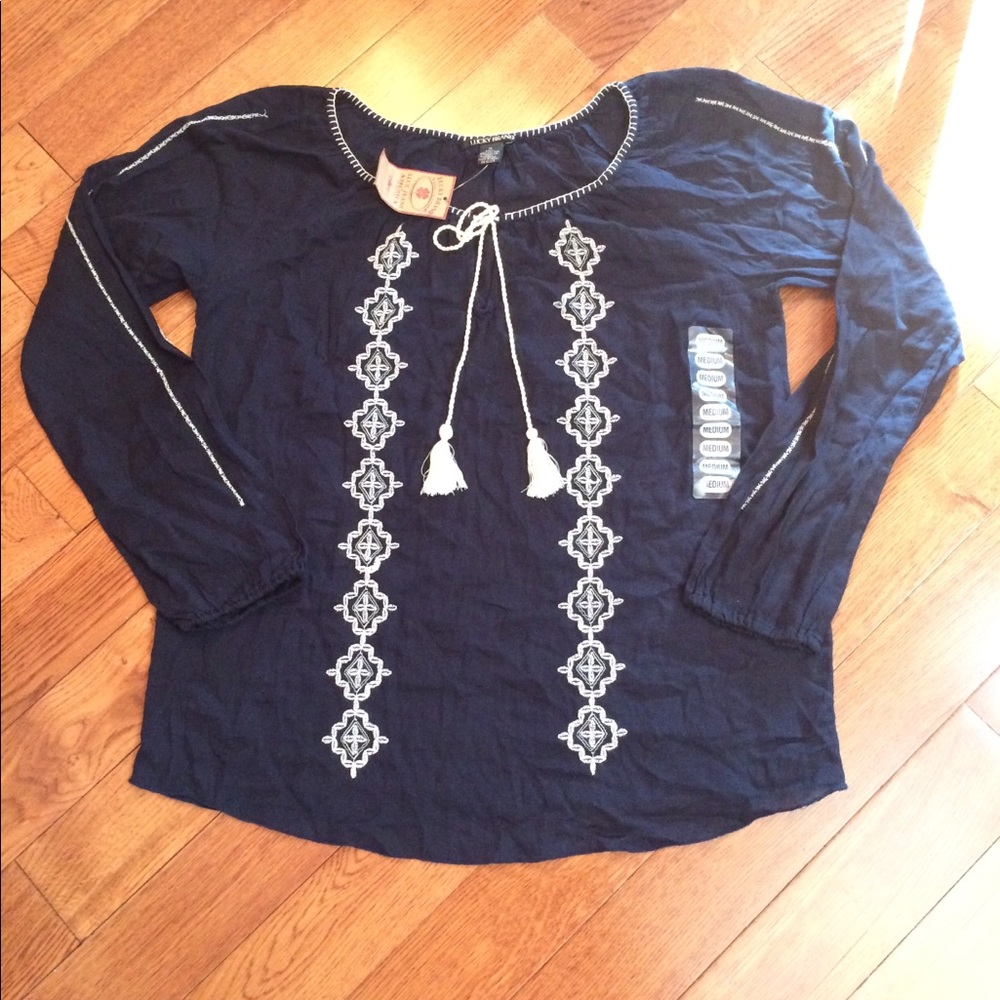 Lucky Brand Navy Blue LS Top NWT